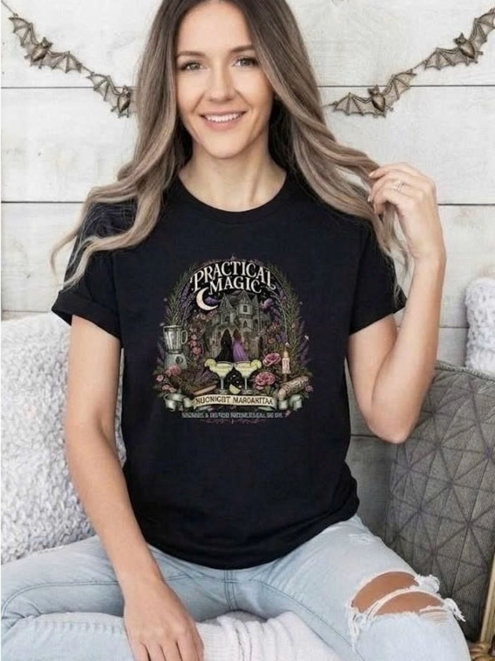 NWT Practical Magic Midnight Margaritas Graphic T-Shirt Witch Halloween Tee